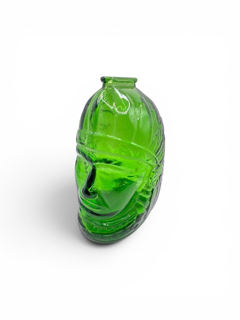 Vintage Green Glass Indian Warrior Head T. C. Wheaton Co Flint Glass